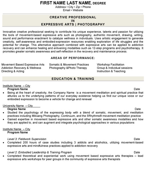 Photographer Resume Sample & Template