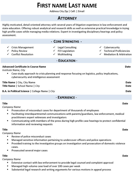 Attorney Resume Sample & Template