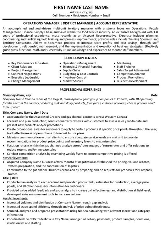 Territory Consultant Resume Sample & Template