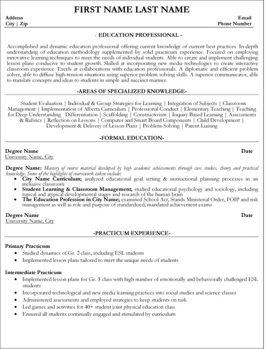 Education Professional Resume Sample & Template