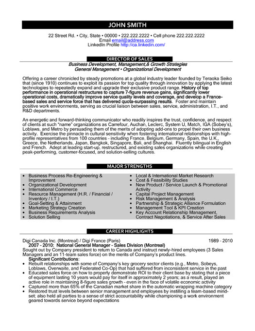 Director of Sales Resume Sample & Template