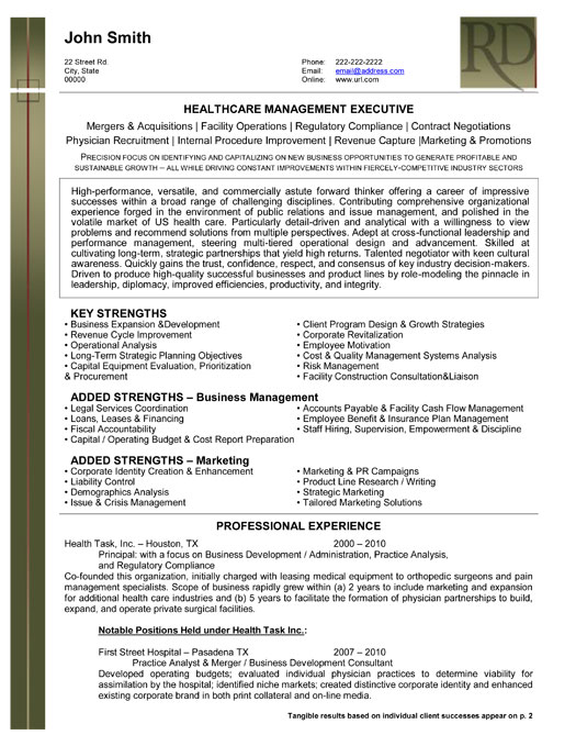 Health Care Managment Resume Sample & Template