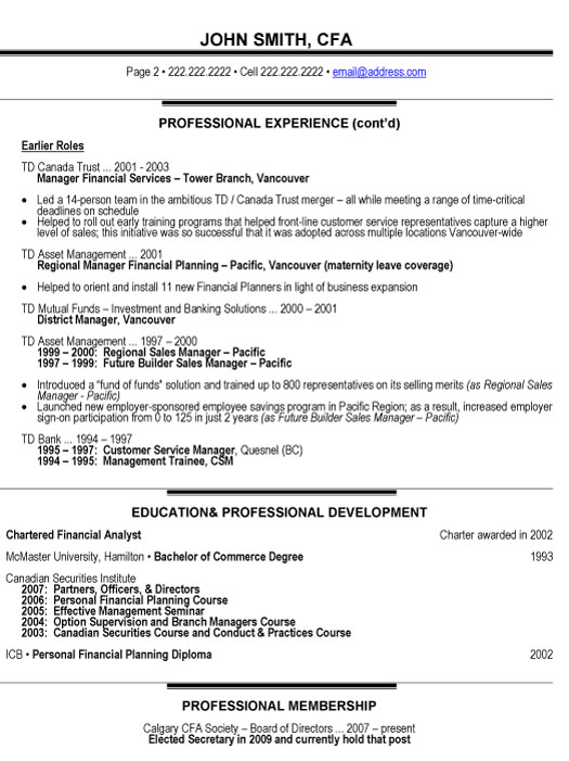 Relationship Manager Resume Sample & Template Page 2
