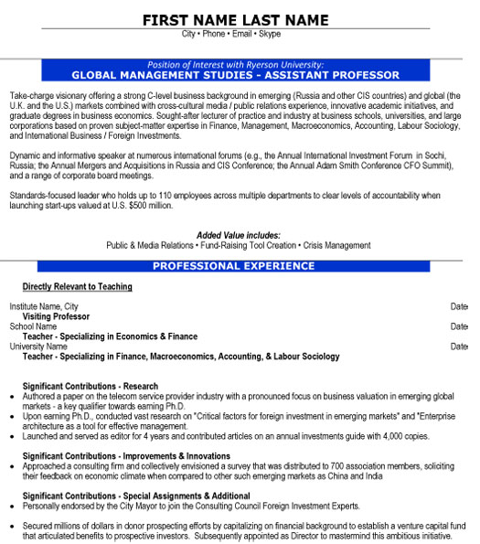 Assistant Professor Resume Sample & Template