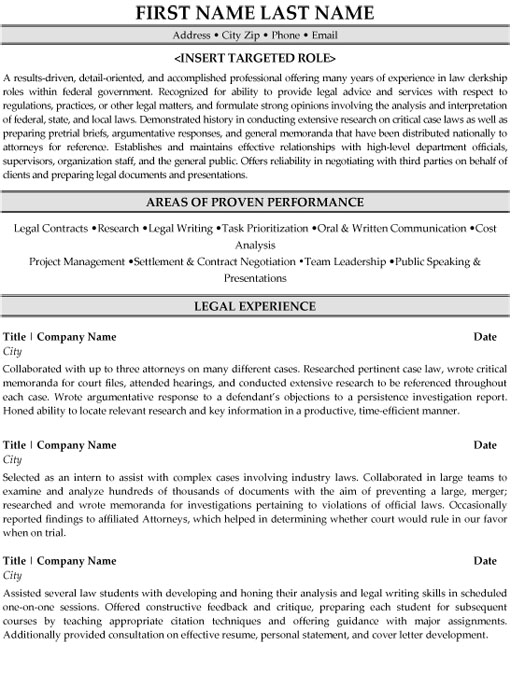 Legal Clerk Resume Sample & Template