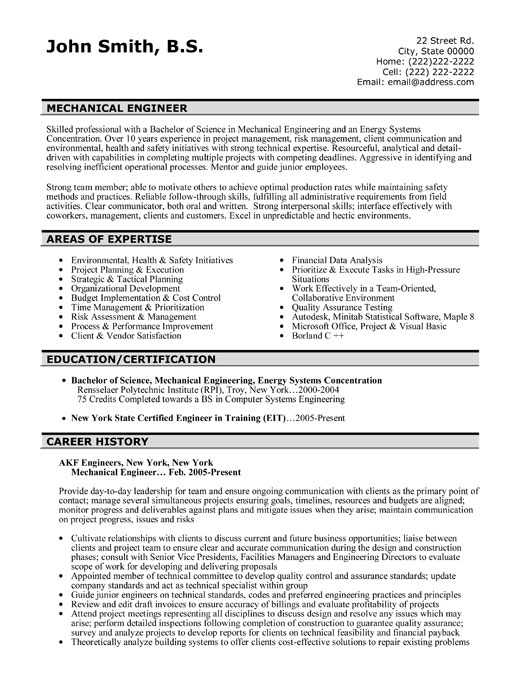 Mechanical Drilling Engineer Resume Sample & Template