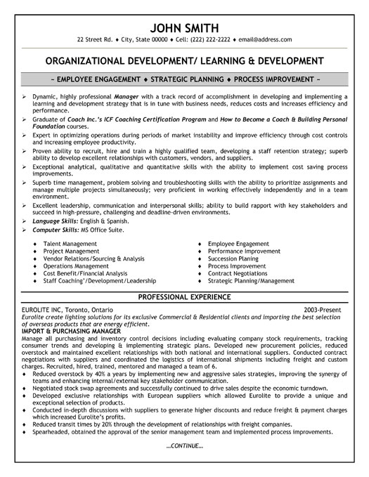 Import Purchasing Manager Resume Sample & Template