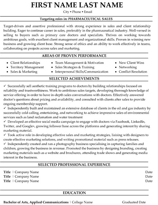 Sales Professional Resume Sample & Template