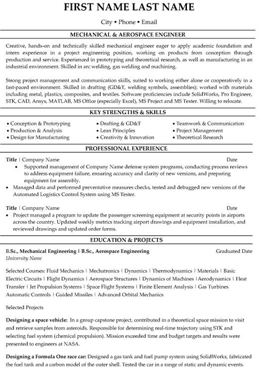 Aerospace Engineer Resume Sample & Template