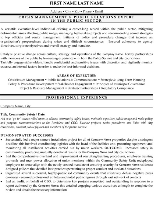 Crisis Management Resume Sample & Template