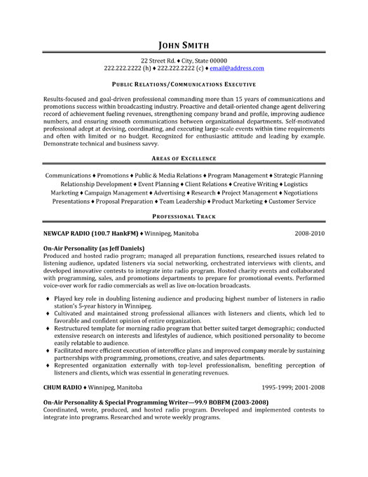PR Representative Resume Sample & Template
