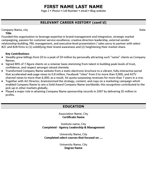 Branding Strategist Resume Sample & Template Page 2