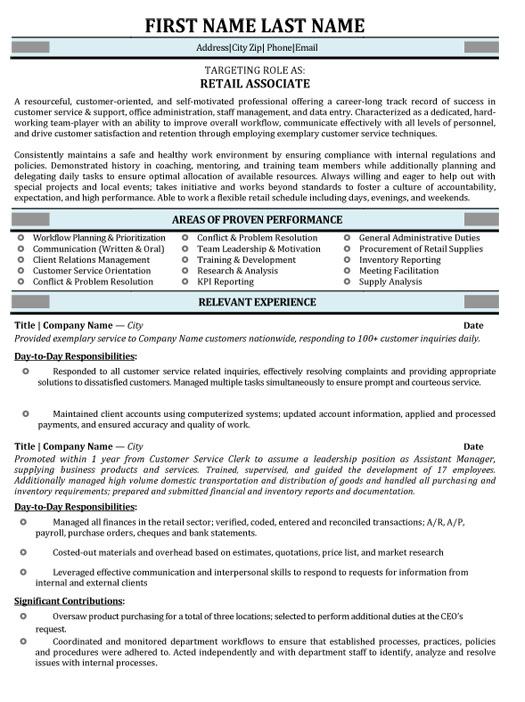 Retail Associate Resume Sample & Template