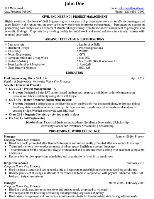Civil Engineer Resume Sample & Template