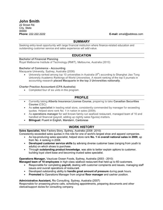 Sales Specialist Resume Sample & Template