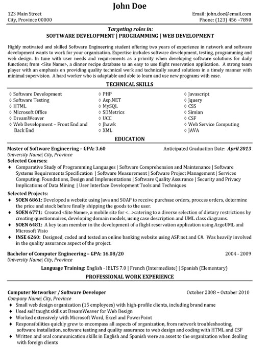 Software Engineer Resume Sample & Template