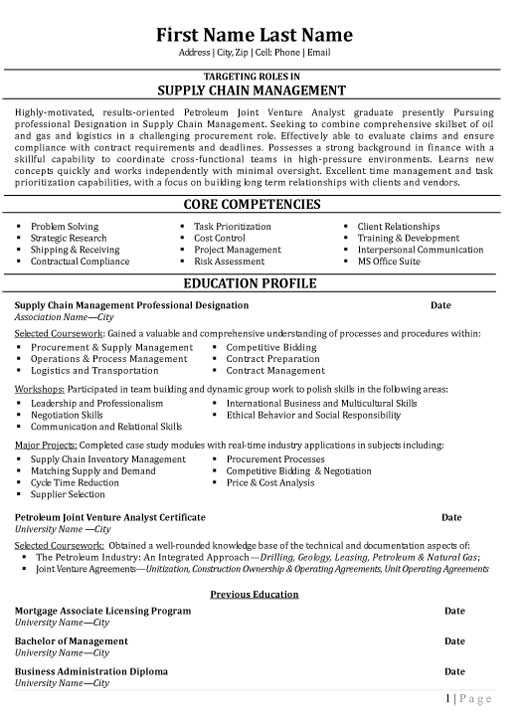 Supply Chain Management Resume Sample & Template